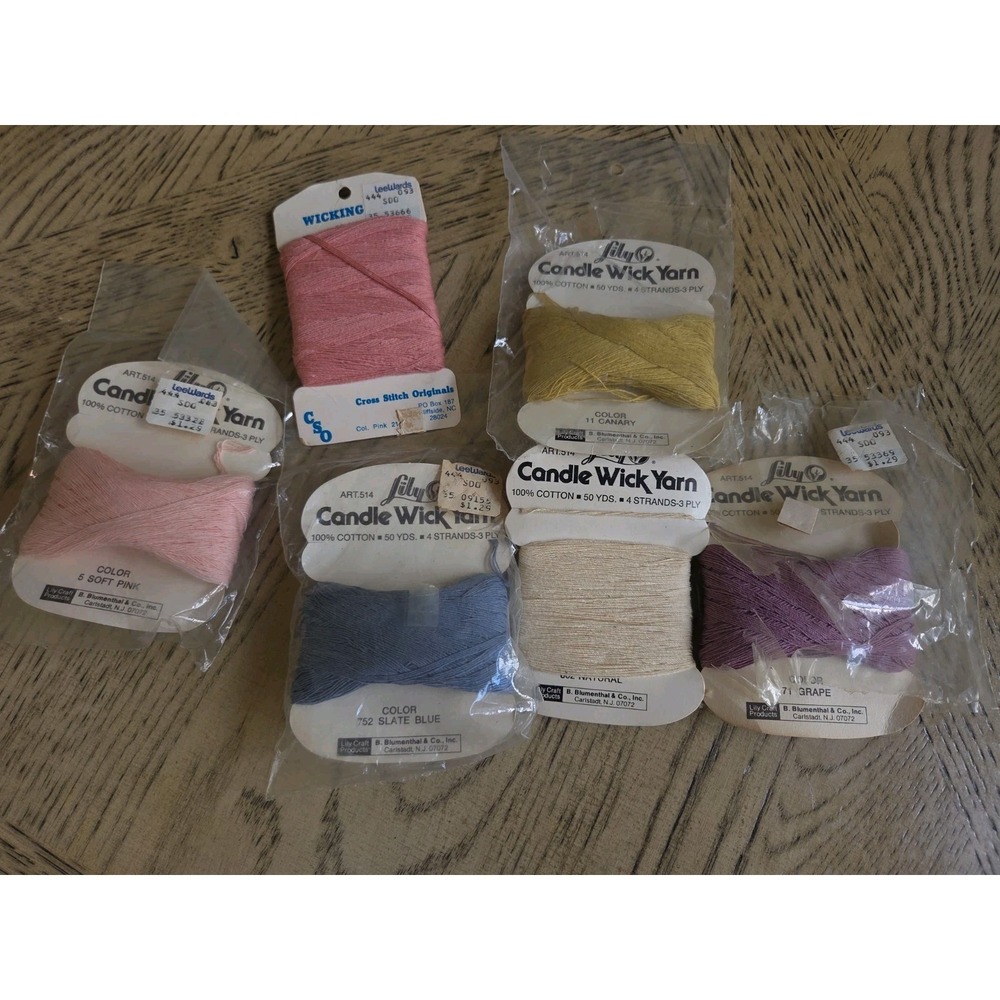 Vintage Llily Candlewick Yarn Cotton 3 Ply Candlewicking Cross Stitch Thread Lot